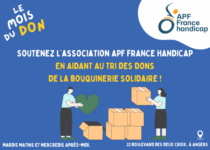 Aidez au tri de dons à la Bouquinerie solidaire, au profit d’APF France Handicap !